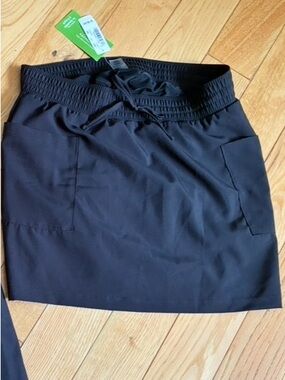 Black Drawstring Waist Skort with Pockets